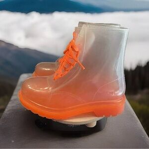 Orange Translucent Combat Boots Women's Size 8.5